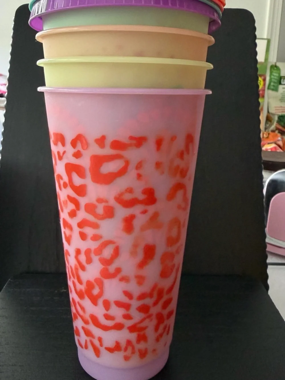 'Believe in Magic' Reusable Mint Cup with Purple Lid set of 4 mixed 16 ounce